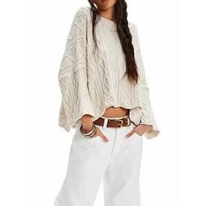 NEW LOVESOFT cropped cable knit sweater in apricot